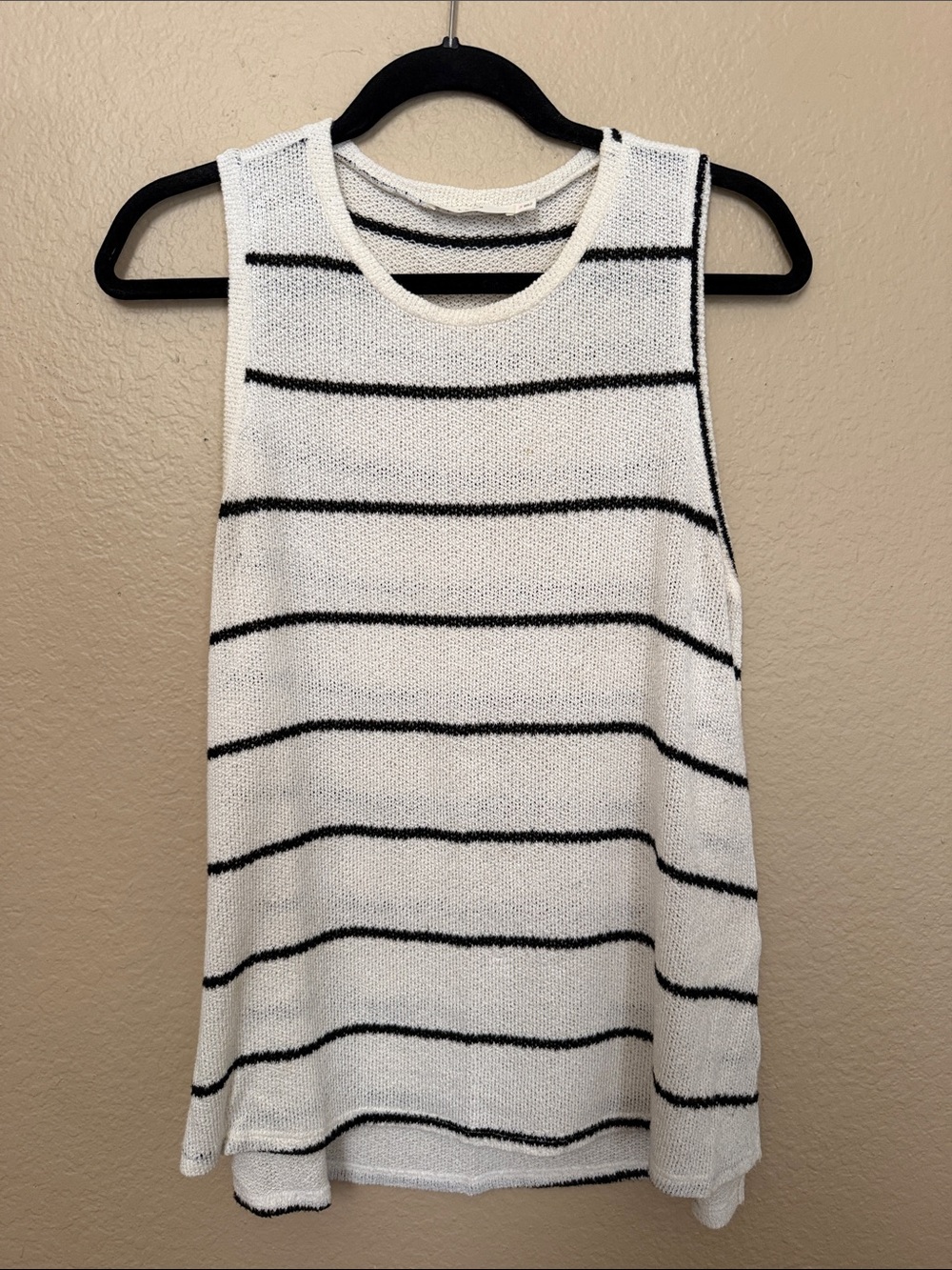 Lush White Tank Top with Black Stripes- Small
